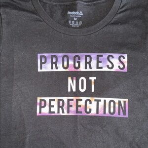 Reebok Black Tee with Motivational Graphic